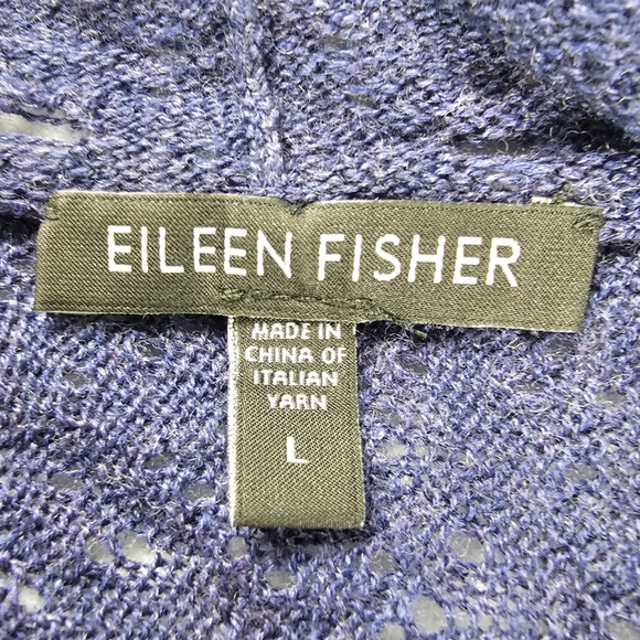 Eileen Fisher Open Knit Waterfall Merino Wool Purple Cardigan Women's Size Large - Picture 5 of 10